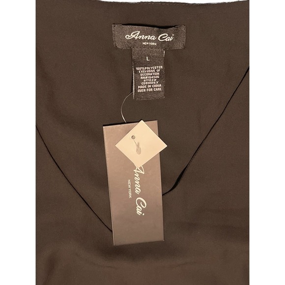 NWT Anna Cai V-neck Dress with Diagonal Fringe Women's L - Picture 5 of 10